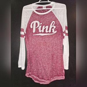 Victoria Secret PINK burnout 3/4 sleeve baseball tee small